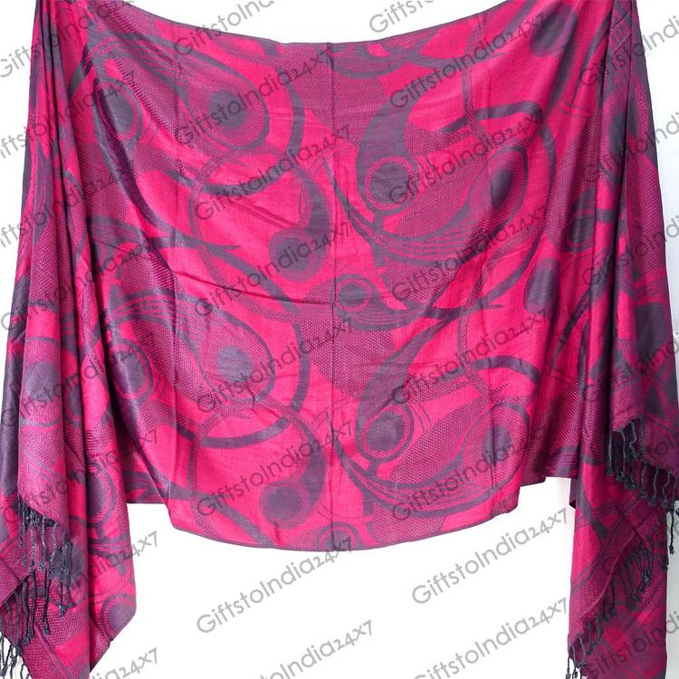 Magenta and Grey Colored Stole