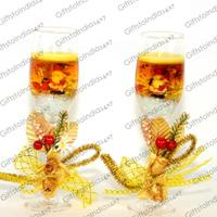Bright Yellow Colored Candle With Santa