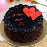 New Year Chocolate Cake with Hearts