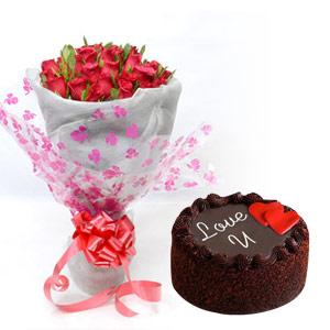 36 Roses & Chocolate Cake