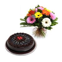 Chocolate Cake With Gerberas