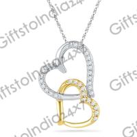 Lovely Heart in Heart Diamond Pendant