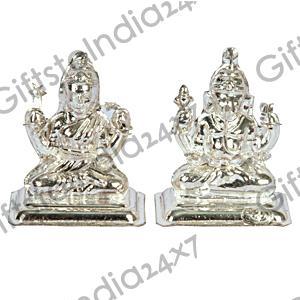 German Silver Lakshmi Ganesha Idols