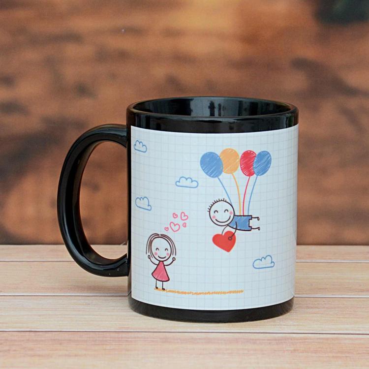 Black Mug with boy & girl