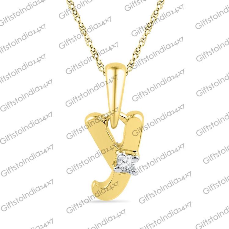 18kt Gold Alphabet Y Diamond Pendent