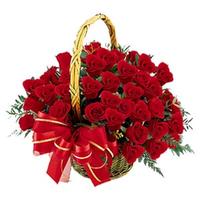 50 red roses Basket Anniversary