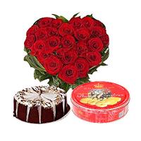 Flower Basket with Delicious Treats Rose Day