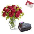 Roses, Cake (Heart) & card