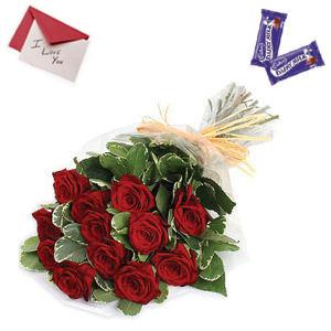 Roses, Chocolate & Valentine Card