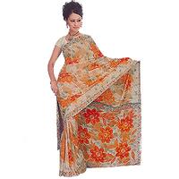 Floral Rose Silk Saree