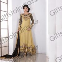 Charming Beige  Faux Georgette Salwar Kameez