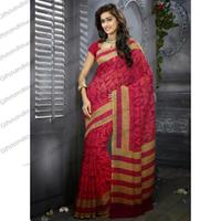 Adorable Red Bhagalpuri Silk Printed Saree