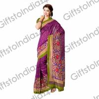 Melodic Magenta Bhagalpuri Silk Embroidered Saree