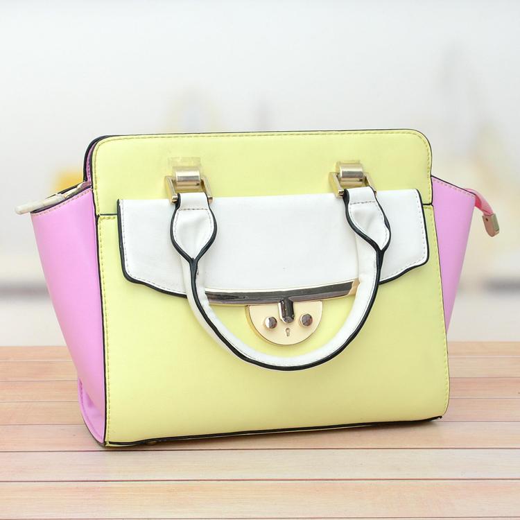 Lemon Yellow and Pink Ladies Bag