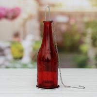 Red Glass Bottle Candle Stand