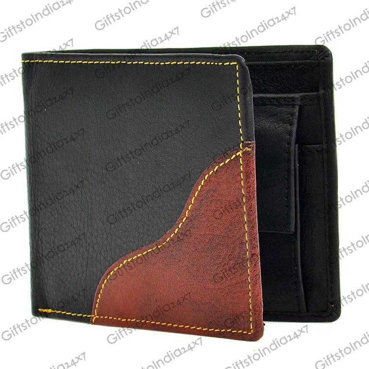 Brown Patch Black Wallet