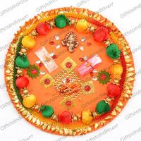 Divine Orange Round Rakhi Thali
