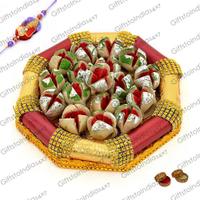Beautiful Kaju Sweets Thali with Rakhi