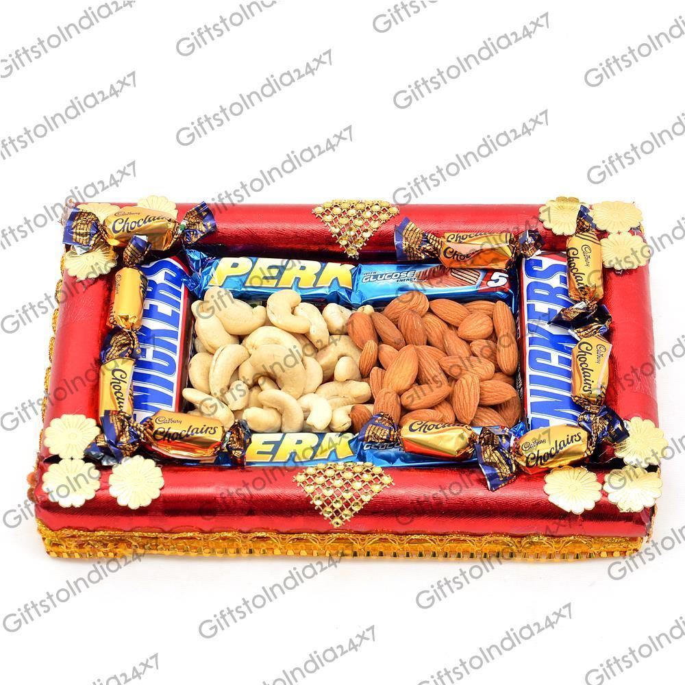 Delectable Mixed Chocolates and Dry Fruits Hamper Gift Baskets
