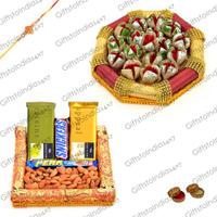 Chocolates, Sweets and Dry Fruits with a Rakhi