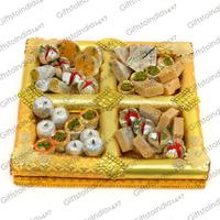Mixed Sweets in Golden Tray