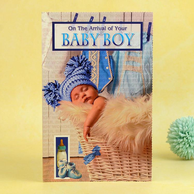 Baby Boy Arrival Greetings Card