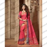 Women's Attractive Looking Ethnic Raw Silk Red Saree