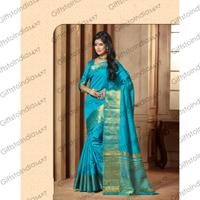 Aqua Blue Color Saree With Gorgeous Fancy Pallu