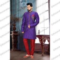 Men's ArtSilk Fabric Purple Color Sherwani