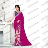 Wonderful Plain Pallu Saree in Magenta Color