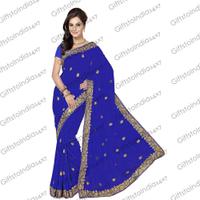 Royal Blue Saree With Nice-looking Embroidered Pallu
