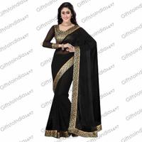 Black Saree With Gorgeous Plain Pallu