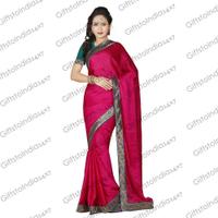 Hot Pink Saree With Charming Fancy Pallu