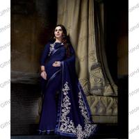 Navy Blue Saree With Charming Embroidered Pallu