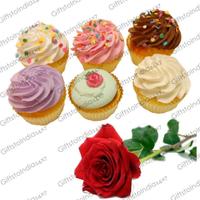 Assorted Cupcakes with a Rose