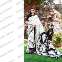 Women's Looking Ethnic Crepe Silk White Saree