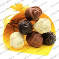 Dark, milk and white chocolate roses-pack of 6