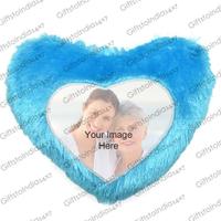 Blue Heart Shaped Personalized Pillow