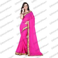 Deep Pink Saree With Wonderful Fancy Pallu