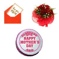 Roses, Card & Cake for Mom