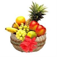Fruits in a Cute Round Basket - 1Kg