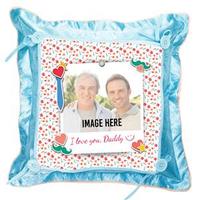Icy Blue Square Shaped Pillow For Dad