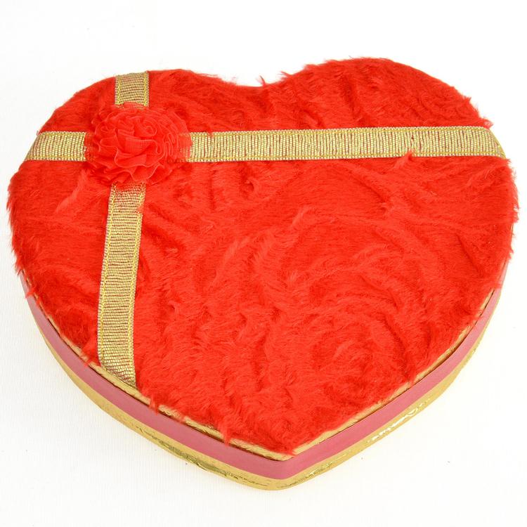 Red Fur Heart Shape Box