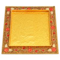 Golden Yellow And Red Gift Thali