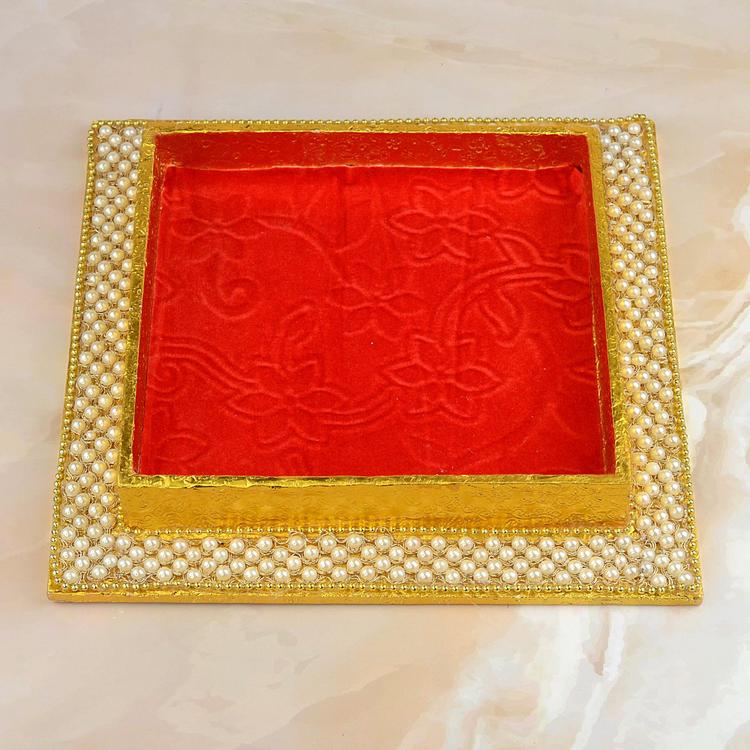 Deep Red Moti Work Thali