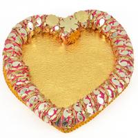 Golden Pink Heart Shape Gift Thali