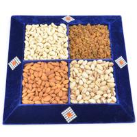 Appetising Dry Fruits in Blue Thali