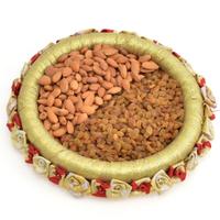 Finger Licking Dry Fruits in Golden Thali