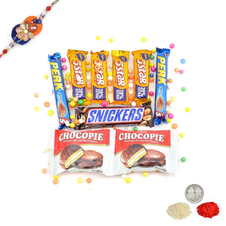 Hamper of Chocolates with Rakhi
