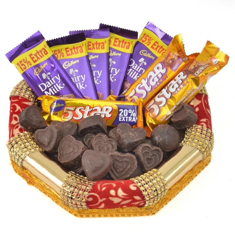 Tray of Handmade and Dairy Milk Silk and Five Star Chocolates, Thalis